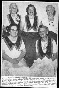 Clara elected VP Daughters of the Empire. Mid to late 1960's Clara Stockely Brennan